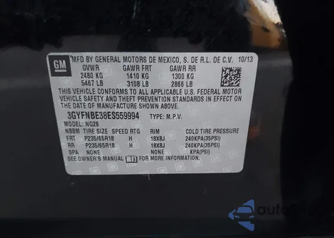 2014 Cadillac Srx Luxury Collection z USA, uszkodzony, nr VIN 3GYFNBE38ES559994